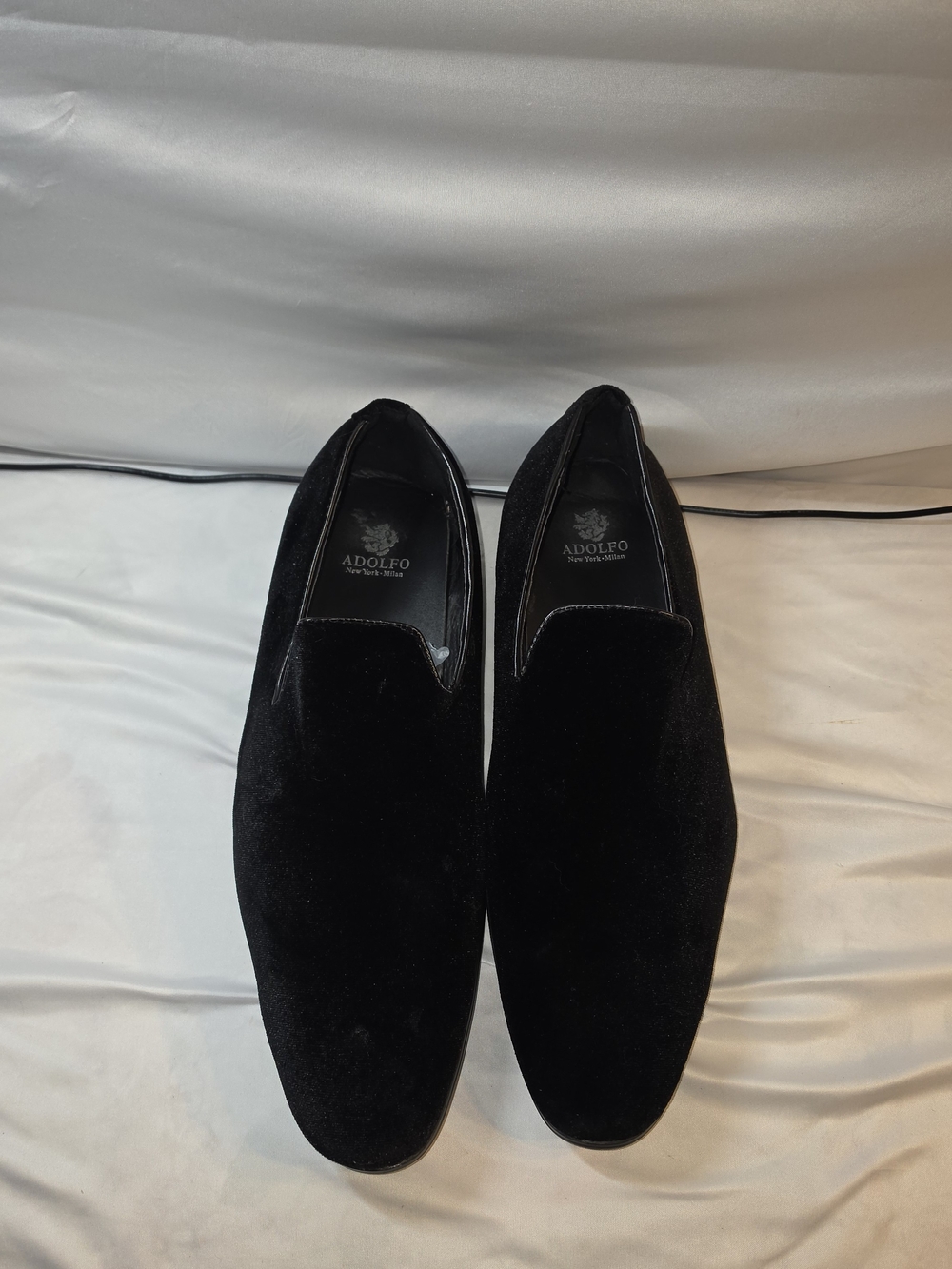 Adolfo Men's Black Velvet Slip-On Dress Loafers